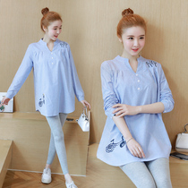 Pregnant women shirt spring and summer dress long pregnancy long sleeve Korean loose shirt spring professional tooling pregnant women top