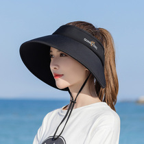 Summer sun hat ladies retractable sun hat cover face sun protection UV empty top cycling big edge sun hat