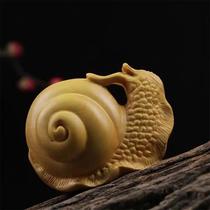 2021 yellow poplar wood carving snail handlebar piece Home Decorative Tabletop Small Pendulum Decoration Sculptor and Custom Crafts New