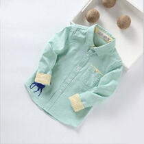 Childrens long-sleeved cotton shirt spring and autumn casual childrens clothing Middle and large childrens shirts 2021 new baby white top