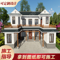 Villa design drawings Chinese style two-story house new rural self-built house design drawings full set of construction drawings