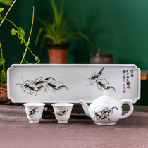 Zippie Shrimp Hand Painted Kongfu Tea Teapot Tray Tea Cup Masters Cup National Painter used to send friend tea machine Liu Peizhu