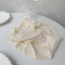 Cherry Bater Bater ~ Ice Silk Mid-Waist-Free Spring Summer Sweet Beauty Cute Lace Antibacterial Pure Cotton Stall Underpants Womens Triangle Pants