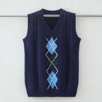 Boys waistcoat autumn winter Korean version outside wearing boy knit vest CUHK child sweater sweater waistcoat with velvet thickened