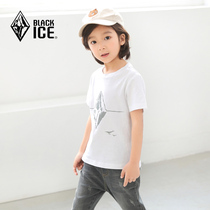 Black Ice Girl white base shirt middle child cotton short sleeve T-shirt boys summer breathable half sleeve F9602