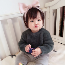 Poison little white girl sweaters Mahimau girl baby boy foreign air warm and undershirt girl thickened imitation ferret