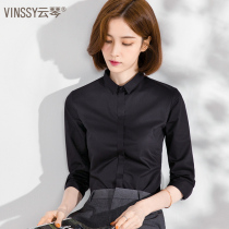Middle sleeved white shirt girl seven - point sleeve temperament 2023 spring and summer new professional clothing with a dressed black shirt