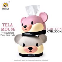Creative paper box Household bedroom living room coffee table Cute cartoon dual-use tissue box Napkin storage roll paper tube