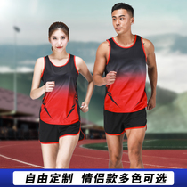 Track and field suit suit Mens marathon suit tights Student female vest shorts sprint training suit