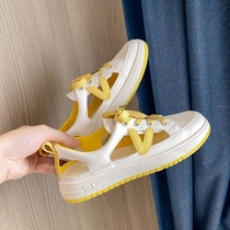 Baotou sandal women 2021 Summer new hollowed-out small white shoes students sports flat bottom shoes Han version 100 lap net red shoes