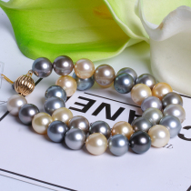 Xinru 12 - 14mm Morandi color mixing deep seawater Tahiti black pearl string bead necklace to Mom