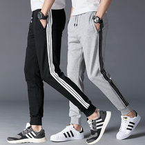 Three-bar sports pants mens trousers summer closing small feet pants mens Korean version of the trend of the foot loose mens pants