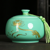 Tea cans ceramic large sealed cans household storage cans half catties wolfberry tea boxes packaging and portable