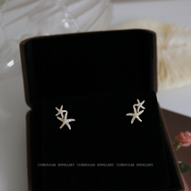 Fresh ocean body 925 sterling silver diamond starfish earrings advanced sense light luxury temperament Net red exquisite earrings female