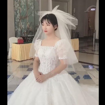 Sweet and diminutive bridal bride wedding photo headwear white shadowy photo Brigade slapped head yarn and makeup styling accessories