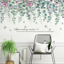 Tropical leaf background wall sticker Wall decoration Bedroom room decoration embellishment Self-adhesive painting Warm and romantic