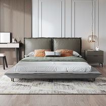 Nordic bed with soft bag bed modern simple Italian minimalist 18 m bedroom furniture double bed master bedroom leather bed