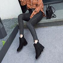  Hot sale Korean waterproof platform high-heeled booties thick-heeled winter boots and naked boots Spring and Autumn womens shoes frosted short-barrel boots