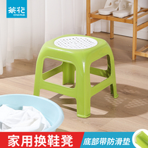 Tea Flower Stools Plastic Short Stool Home Bathroom Thickening small bench Skid Stool Square Bench Doorway Swap bench cushion footstool