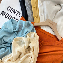 Fried soft waxy light and thin dye water soluble wool yarn color super versatile slim round neck knitted cardigan sunscreen coat