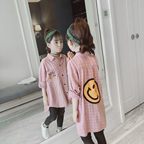 Girls shirt 2021 autumn Korean version of Big Boy Plaid long foreign leisure long sleeve thin 12 tide 15 shirt