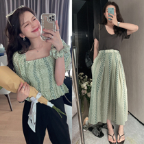 TMH STUDIO Summer summer Margaret short sleeve female lotus leaf lace T-shirt with collarbone blouse half body dress