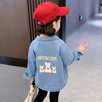 Female Baby Spring Autumn Season Denim Shirt 2022 New Girl Blouses Foreign Air Fashion Children Spring Dress Long Sleeve Shirt
