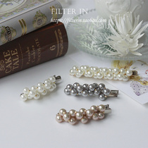 With filter Koreas new ins handmade highlight pearl elegant and sweet net red hair clip girl hair trim clip