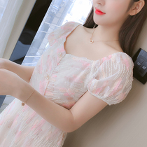Xia new bubble sleeve Super fairy temperament waist slim dress design sense niche gentle style French princess skirt