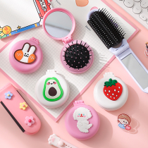 Cute super cute teenage girl hearts folded cartoon airbag comb small comb antistatic portable massage air cushion comb mirror suit