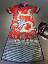  Cloud decoration totem original design womens dress ethnic style old embroidery double-sided plate silver Tamron short-sleeved single-wear robe