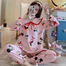 Pajamas womens autumn long-sleeved Korean version of sweet and cute girl cartoon sports students fresh home clothes summer suit