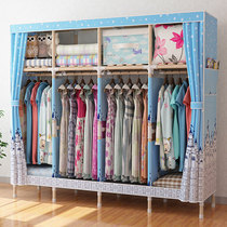 Cloth wardrobe simple wardrobe solid wood bold reinforcement Oxford cloth thickened rental home bedroom storage wardrobe
