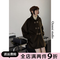 Oyang Delight Fur Coats Womens 2021 Autumn Winter New Retro Fashion Pop 100 Hitch Long Cash Cow-horn Buttoned Coat
