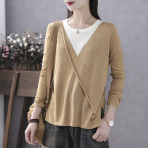 Han Suoyi retro art spring and autumn new wool sweater women's long sleeve autumn new pullover thin bottoming shirt