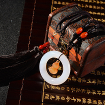 Jade gourd safety charm car pendant ring Buddha pendant rearview mirror interior decoration car accessories car hanging jewelry men