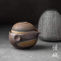 Quick Guest Cup Single Coarse Pottery One-pot two-two-cup portable travel tea set Ceramic Tea Tea Cup Carry-on