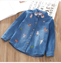 Girls denim shirt spring and autumn thin autumn new baby cotton base shirt foreign style children women long sleeve shirt