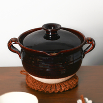 Kookugawa Machi House Japan Original Clothing Import IHe Fever Clay Kiln Double Ear Deep Type Saucepan Clay Pot Casserole Saucepan Saucepan
