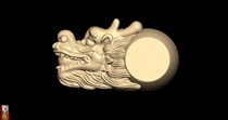 Dragon head tee round carving figure three-dimensional engraving machine four-axis nuclear carving three-dimensional stereogram stl wood carving picture Jade Carving