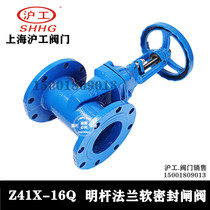 Shanghai Hugong valve open rod soft seal gate valve Z41X-16Q fire tap water flange Ductile iron DN80