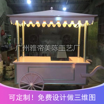 Christmas mall decoration flower cart marshmallow movable food court wooden bowl cake snack cart