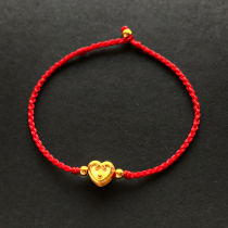 Gold love bracelet honmei year little red rope 3d hard gold ruyi foot gold transfer bead red rope bracelet woman