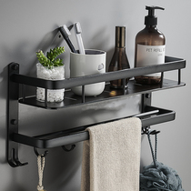 Black Bathroom Shelve Wall-mounted Bathroom containing rack toilet free from perforated space aluminum towel rack single layer