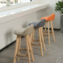 Bar chair solid wood bar chair Nordic home bar chair bar stool simple bar stool backrest leisure chair