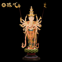 Taiwan Shengfan Qianshang Guanyin ornaments gilt bronze Thousand Hands Guanyin Bodhisattva Buddha statue home dedicated to the Buddha Hall