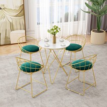 Balcony table and chair Net red milk tea shop table and chair set together light luxury small round table ins Nordic marble round coffee table AFL