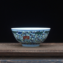 Imitation Yongzheng ho Flower Bucket Color Bowl Hand-painted Green Flower Bucket Color Bowl Imitation Ancient Porcelain Jingdezhen ceramic Decorative Bowl Pendulum