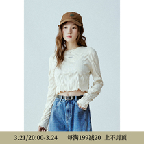 Deer and flying bird French Collision Embroidered embroidered folds short T-shirt blouses (wave yuki) 4188