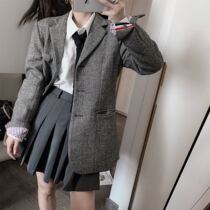 TB suit jacket female 2021 spring net red with herringbone wool coat red white blue ribbon suit jacket